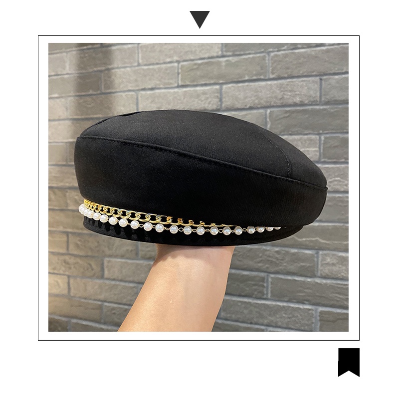 Nón Beret Đính Ngọc Trai Phong Cách Nhật Bản Thời Trang Xuân Thu Cho Nữ