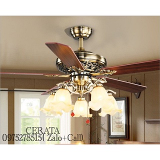 Quạt Trần 5 Cánh Gỗ, Có Đèn, Động Cơ Lõi Đồng, Có Điều Từ Xa 6 Tốc Độ Gió Phù Hợp Mọi Không Gian Việt [Bảo Hành 5 Năm]