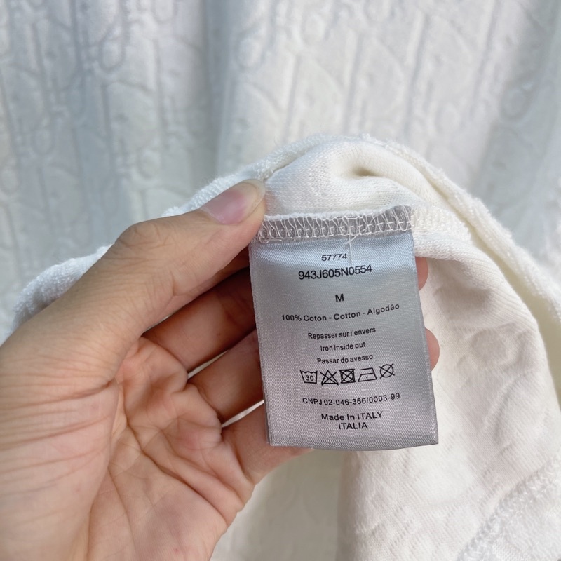 ⚡️[Mirror Quality] - Áo Tee DlOR Oblique Terry Cotton Jacquard T-Shirt Off White Relaxed Fit, Áo thun DlOR