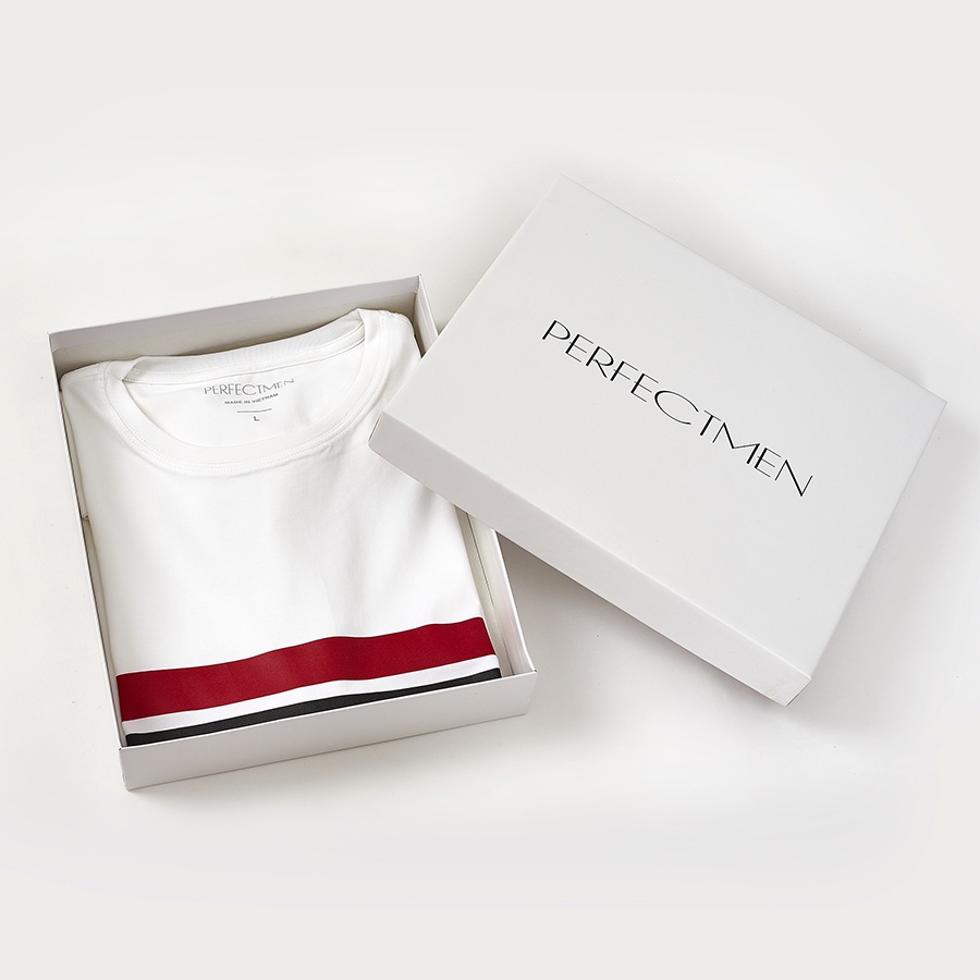 Áo thun nam cổ tròn 100% cotton Premium chính hãng PERFECTMEN sọc ngang đỏ đô, đen, trẻ trung, lịch lãm, vải xuất xịn | BigBuy360 - bigbuy360.vn