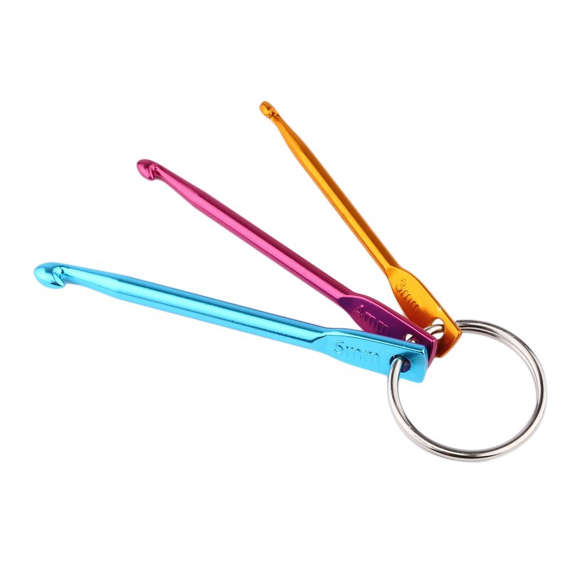 Móc khóa kèm kim đan len bằng nhôm cỡ 3.0/4.0/5.0MM tiện dụng
