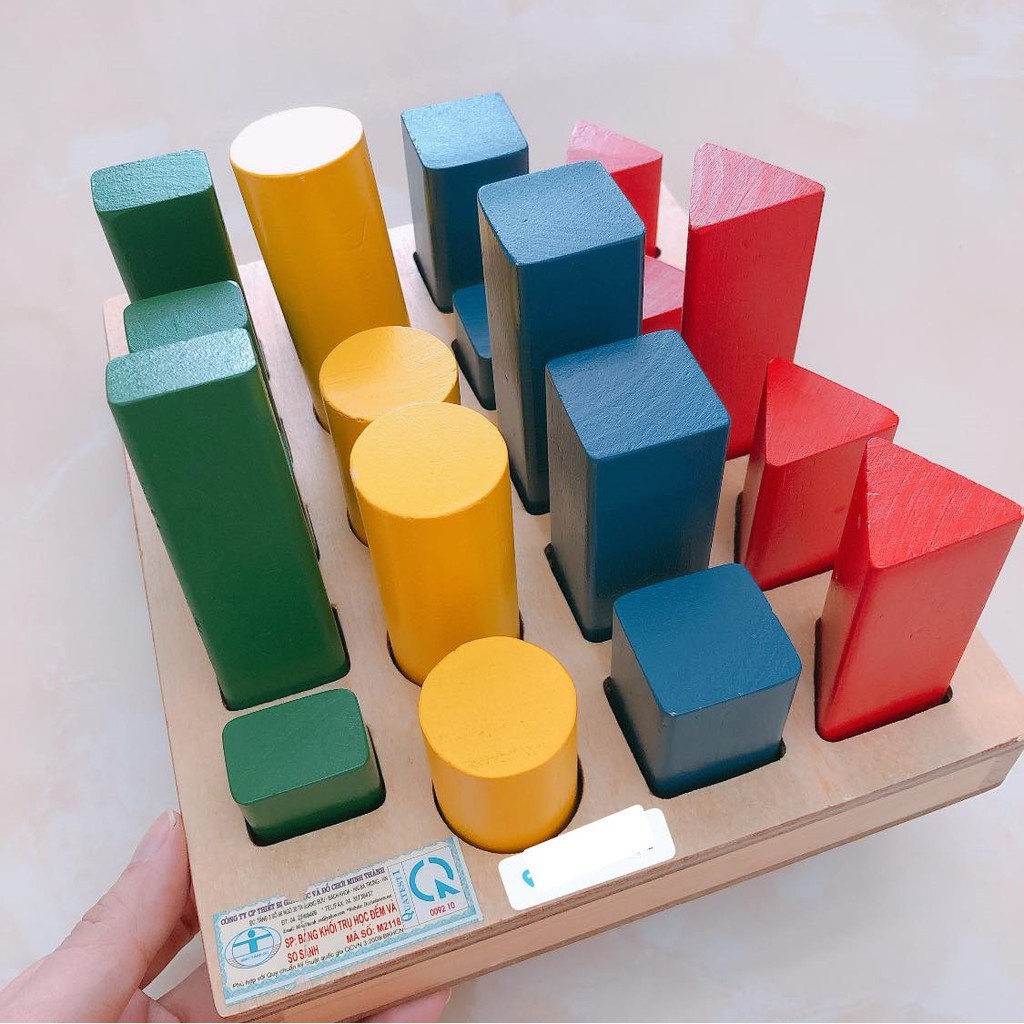 Đồ Chơi Bảng Gỗ Khối Trụ So Sánh Giáo Cụ Montessori Bằng Gỗ Cho Bé Hàng Việt Nam