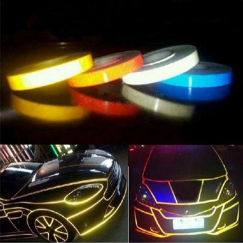 Miếng dán phản quang xe hơi Cuộn decal dán xe dạ quang 5m, giúp trang trí xe, thiết kế đơn giản 7450