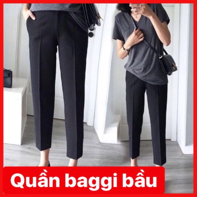 Quần bầu thô, quần bầu bagghi mẫu mới có chun chỉnh to nhỏ tiện lợi cho mẹ bầu