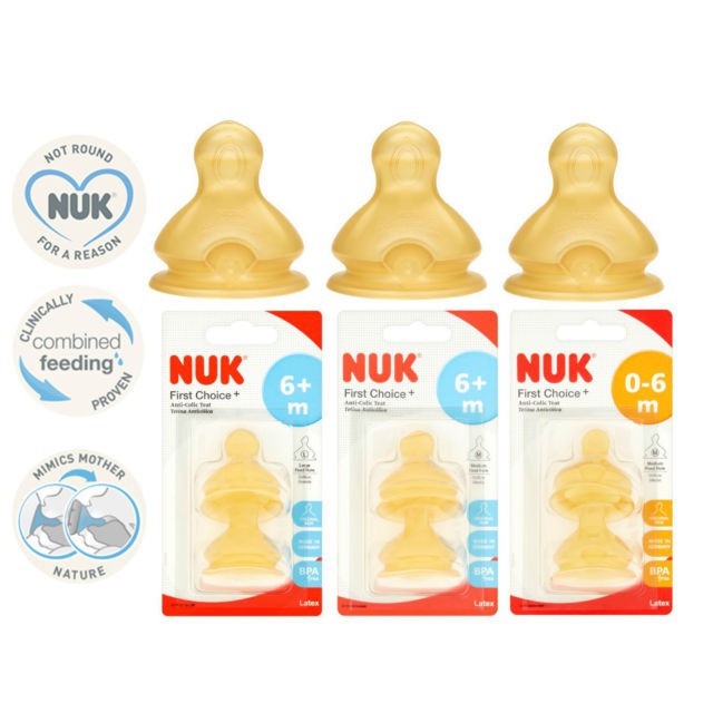 Bộ 2 núm ti NUK Premium Choice+ cao su cho bình cổ rộng