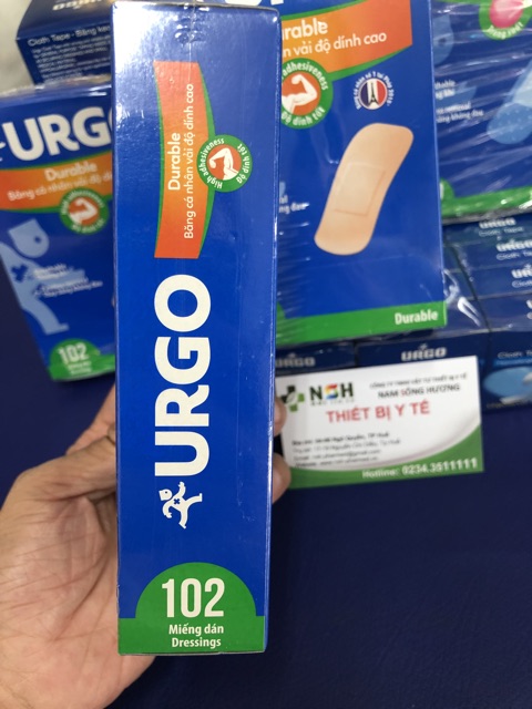 [HÀNG HÃNG] HỘP 102 miếng Băng keo băng dán cá nhân URGO Durable có độ dính cao