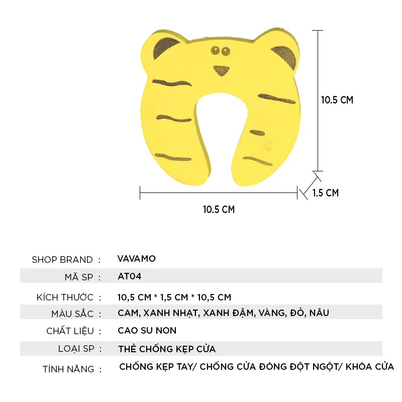 Miếng chặn cửa chống kẹp tay bền đẹp an toàn cho bé AT06