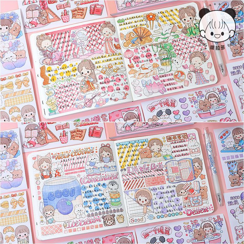 Bộ 50 Tờ Nhãn Dán Trang Trí Sổ Tay Hình Hoạt Hình Dễ Thương