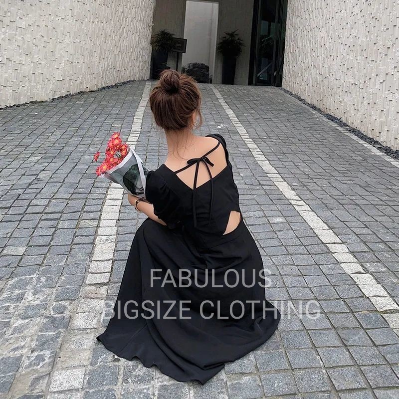 Váy Đầm cổ vuông dáng dài BIGSIZE 60-90kg cách điệu Fabulous Bigsize | BigBuy360 - bigbuy360.vn