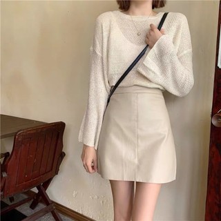 MS112 Chân váy da chữ A basic (có lót)