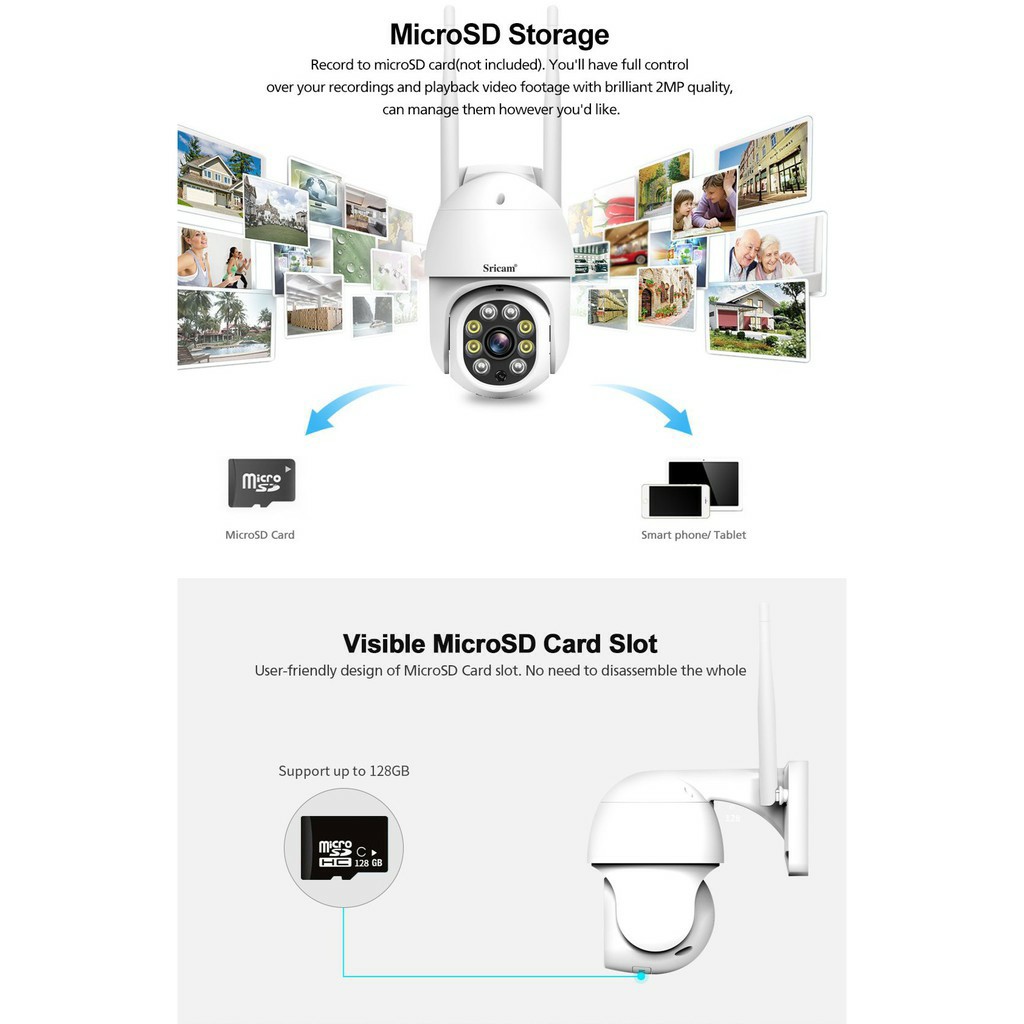 Camera Wifi Ngoài Trời Srihome SP028 Ảnh FullHD - 1080P Bảo Hành 12 Tháng, Kèm Thẻ Nhớ Tới 64GB | BigBuy360 - bigbuy360.vn