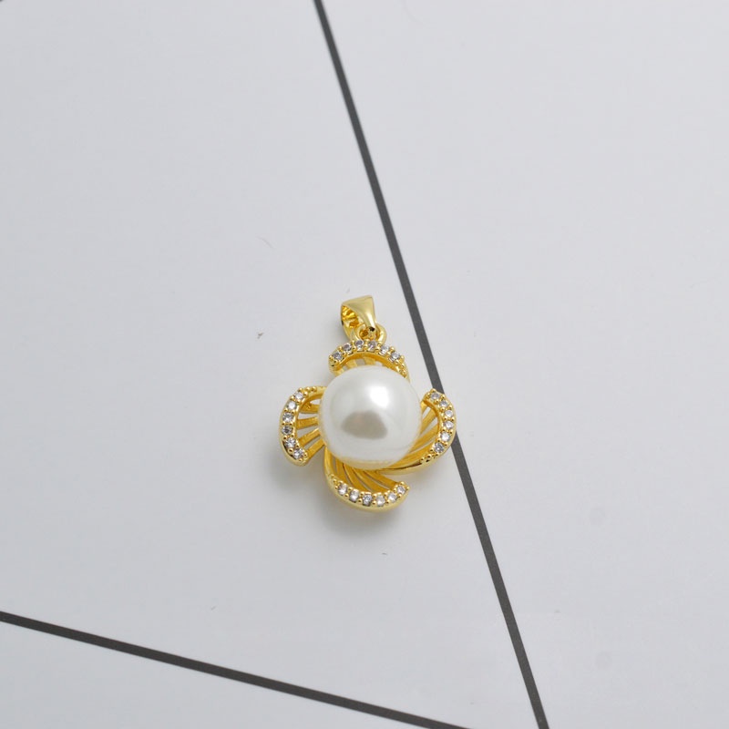 [M2DB] Phụ kiện trang sức (DIY) - Mặt dây chuyền mặt khay trống ngọc 4 cánh hoa đính hạt nạm đá lấp lánh