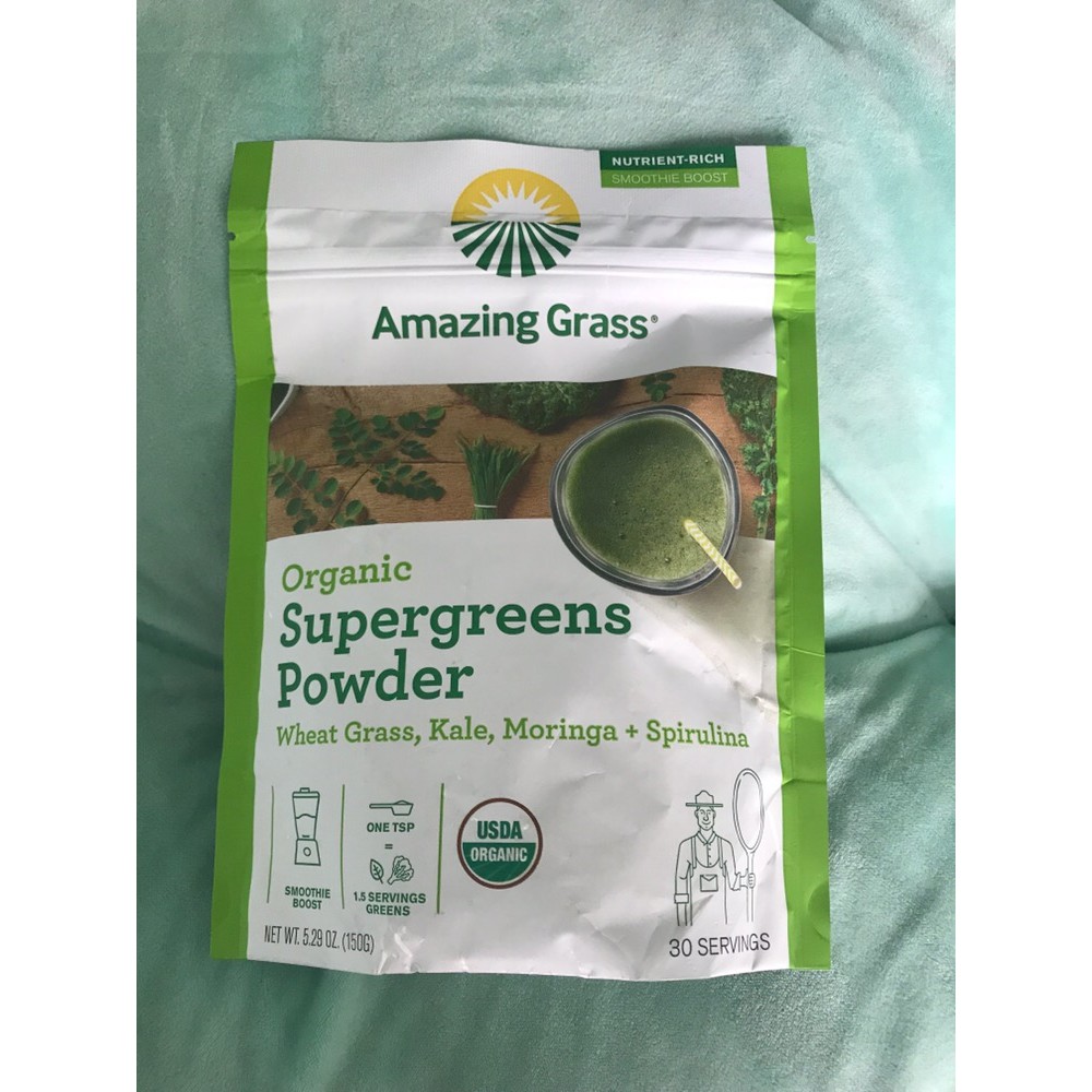 AMAZING GRASS -  BỘT HỖN HỢP 4 LOẠI RAU XANH HỮU CƠ SUPERGREENS 150GR