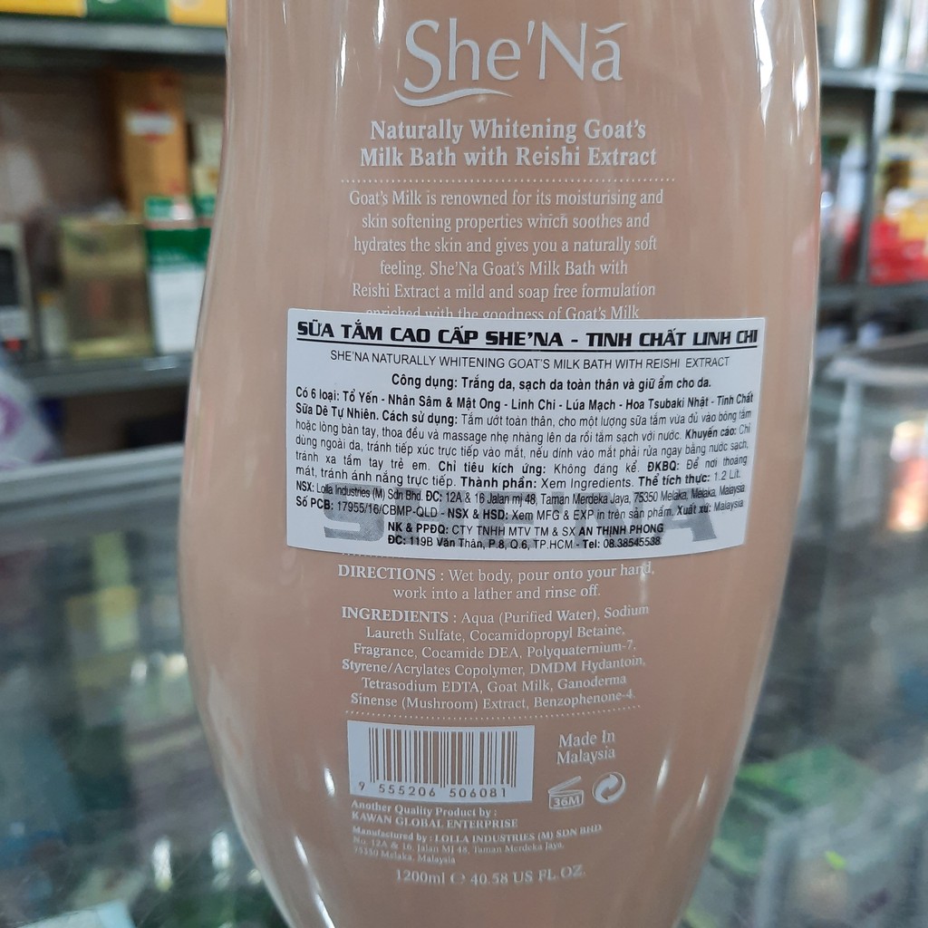 Sữa tắm dưỡng da cao cấp Shena 1200ml
