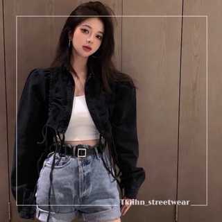 Tklihn áo khoác jeans ulzzang croptop thiết kế độc lạ fashionita 2021