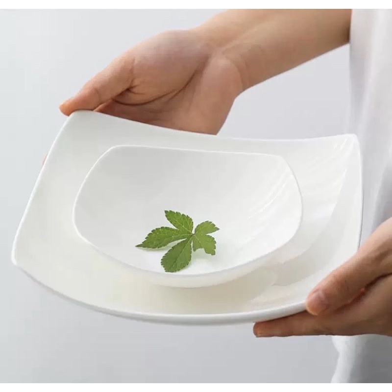 Combo 2 Đĩa mỳ Ý, đĩa sứ trắng trơn sáng tạo