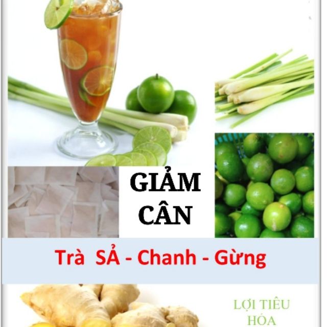 Trà Giảm Cân Sả Chanh Gừng, Giảm Mỡ Bụng, 50 túi lọc, Giảm Cân, Giảm Eo