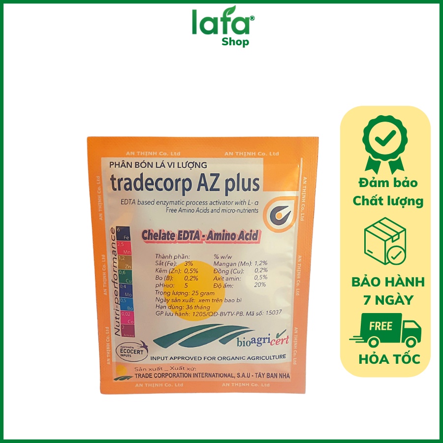 Phân bón lá vi lượng Chelate EDTA  Amino Acid  gói 25 gram bổ sung 6 loại phân vi lượng nhập khẩu từ Tây Ban Nha