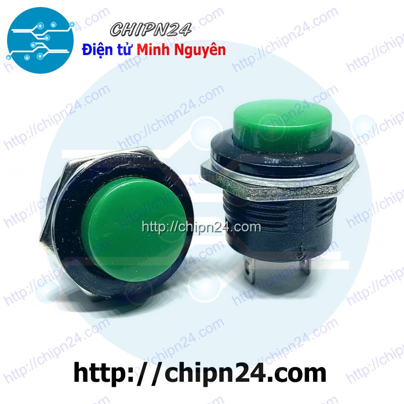 [2 CÁI] Nút Nhấn Nhả R13-507 Xanh Lá (Nút Nhấn Nhả Phi 16MM Xanh)