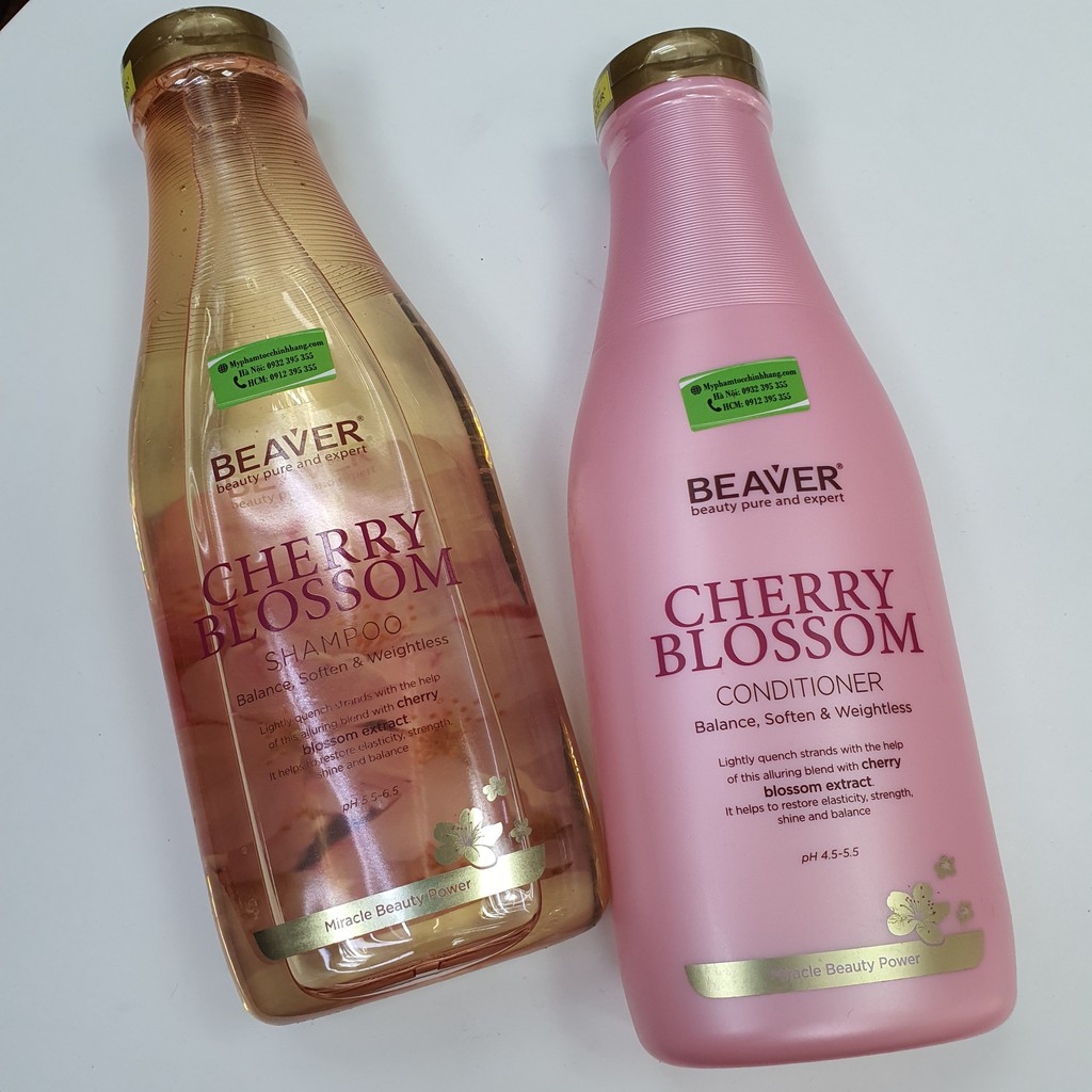 DẦU GỘI XẢ BEAVER CHERRY BLOSSOM TRỊ DẦU SIÊU DƯỠNG 730ML*2