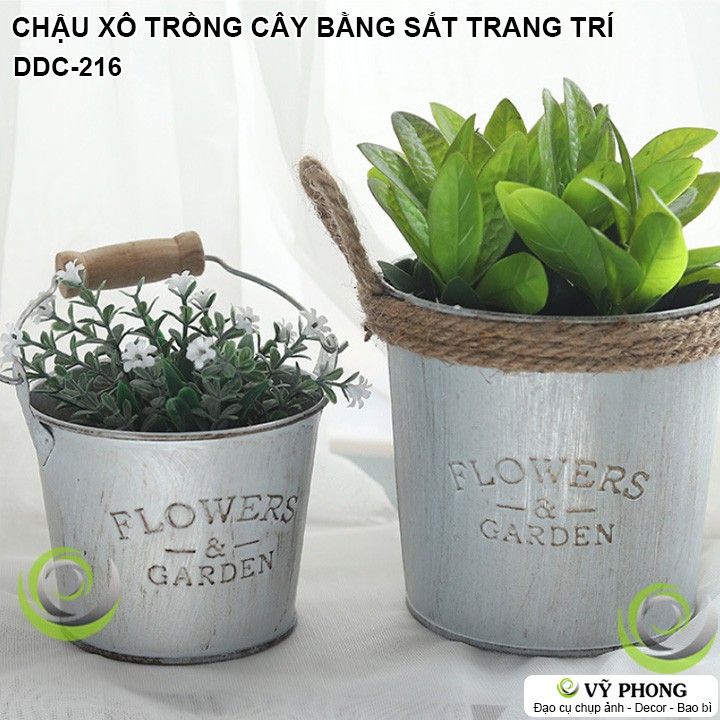 XÔ SẮT TRỒNG CÂY CHẬU HOA SẮT NGHỆ THUẬT VINTAGE DECOR TRANG TRÍ VƯỜN ĐẠO CỤ CHỤP ẢNH SẢN PHẨM INS DDC-216