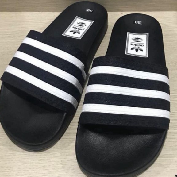Dép ADlDAS Sọc Dưa Đen Trắng Dành Cho Nam Nữ, Hàng chất đế chữ cực dễ phối đồ hàng full box đủ size