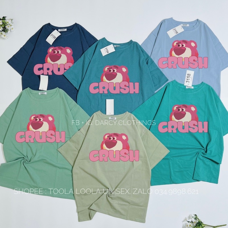 áo thun 3158 cotton khô ✨ FREESHIP ✨ gấu hồng crush lớn áo thun QC unisex nam nữ