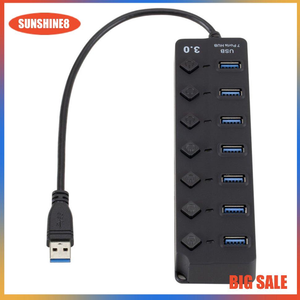 Bộ Chia 7 Cổng Usb 3.0 Hub 5gbps Có Công Tắc Cho Máy Tính