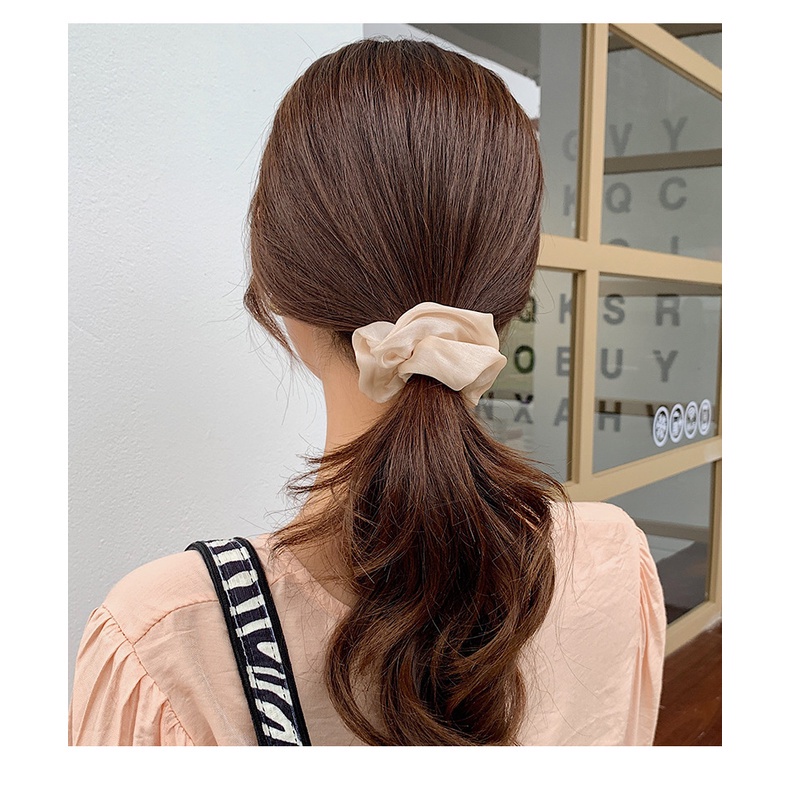 Dây Buộc Tóc Vải Satin Phối Lưới Màu Kẹo Phong Cách Hàn Quốc Thời Trang