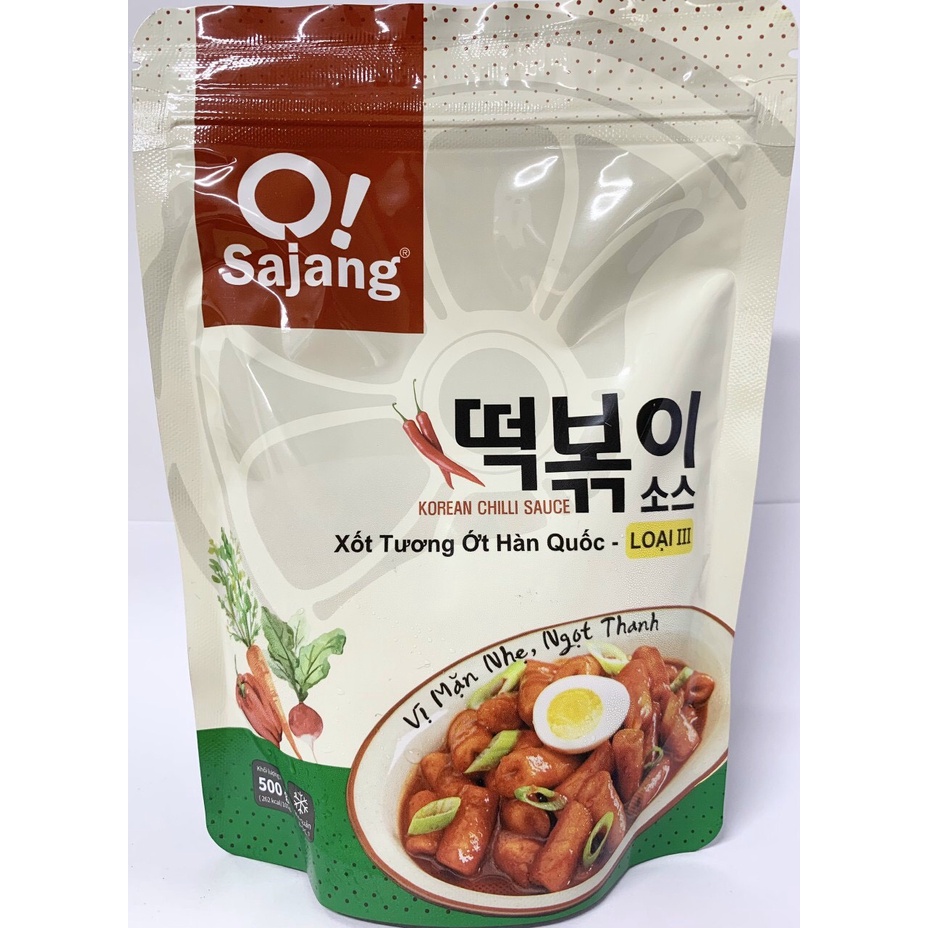 1kg sốt tương ớt nấu bánh gạo tokbokki Hàn Quốc số 3 vị mặn nhẹ, ngọt thanh