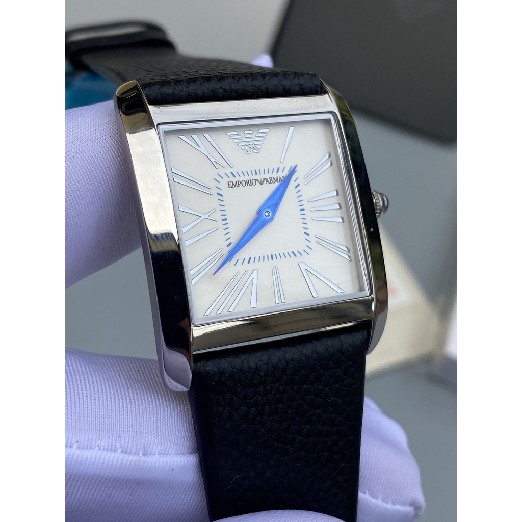 Đồng hồ Nam thời trang Armani dáng tank, dây da cao cấp