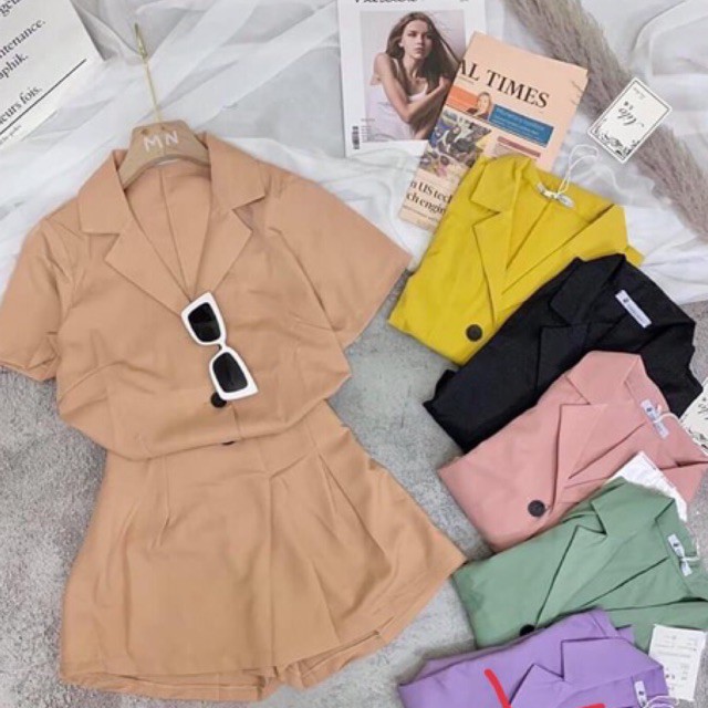 ❌❌ ẢNH THẬT SÉT VEST QUẦN GIẢ VÁY CHỮ A bảng màu thật 🥰🥰