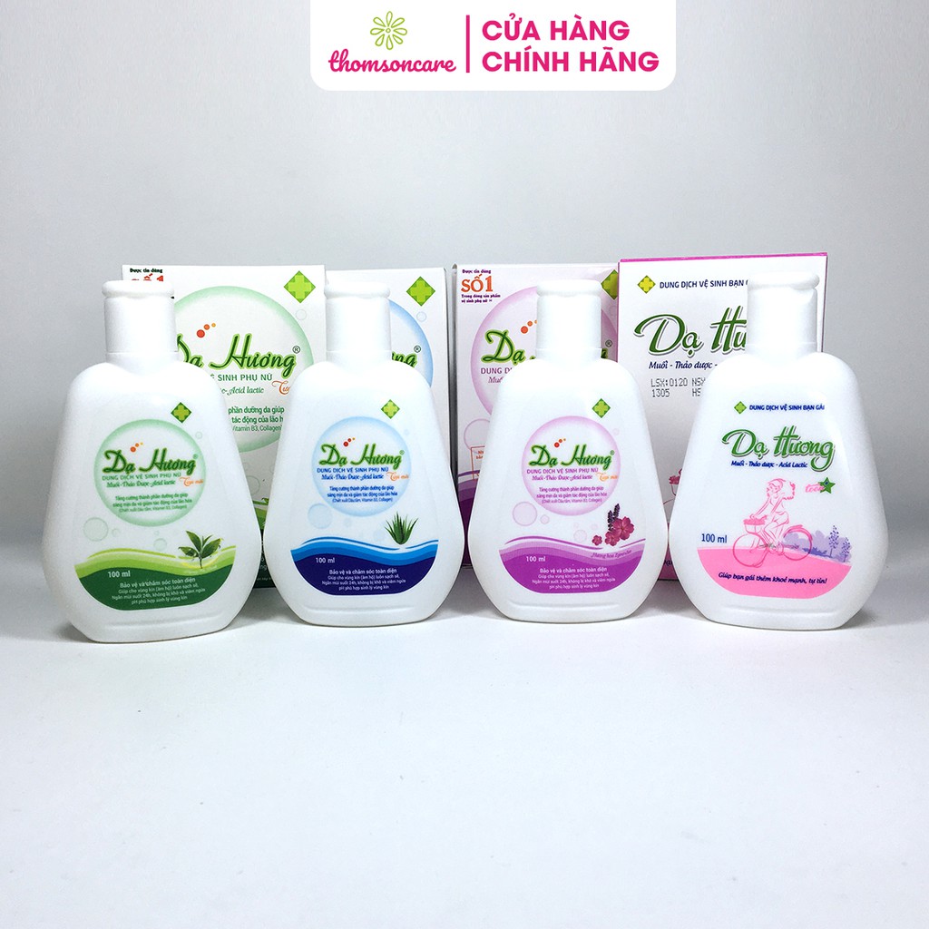 Dung dịch vệ sinh phụ nữ Dạ Hương chai 100ml mẫu mới làm sạch, khử mùi, dưỡng da, chống khô rát thành phần dược liệu