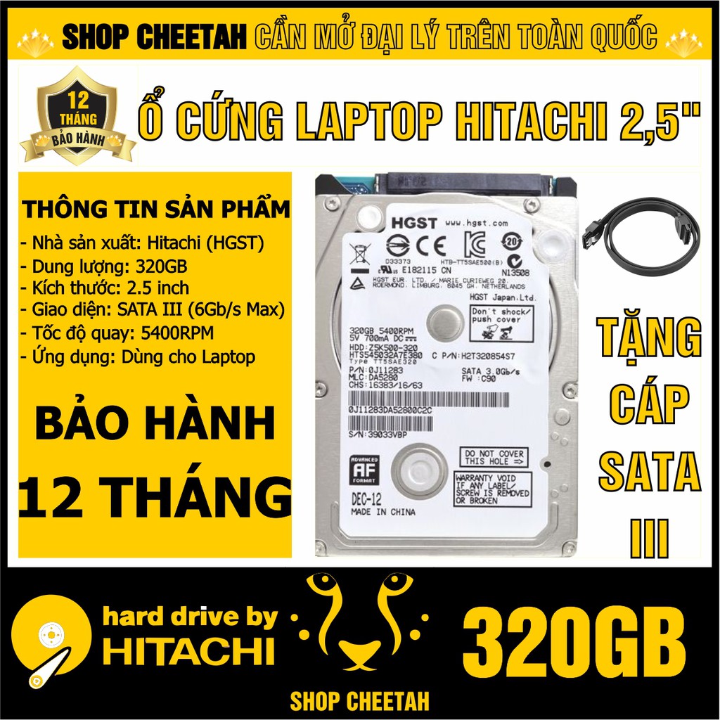 HDD 2.5” Hitachi 320GB (HGST)– Ổ cứng Laptop chính hãng – Bảo hành 12 tháng – Mới 99% – Tháo từ máy nhập khẩu