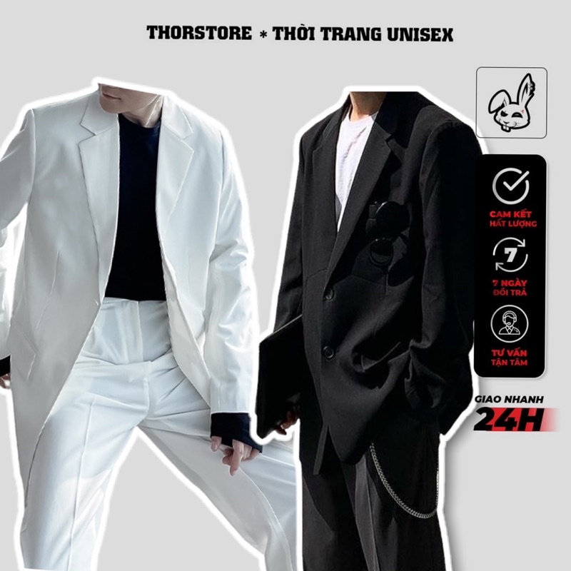 Áo Blazer nam nữ,thiết kế trơn form rộng 2 màu