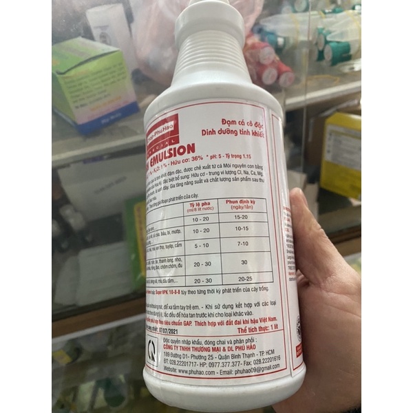 Đạm cá cô đặc Fish Emulsion chai 1lít phân bón lá hữu cơ -đa lượng nhập khẩu Mỹ