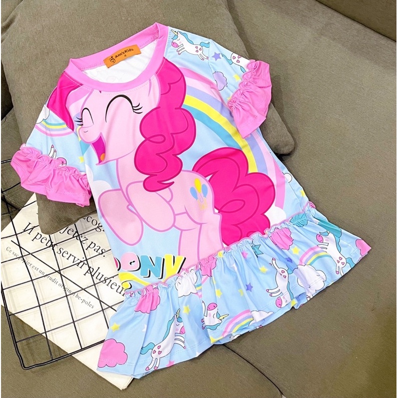 VÁY Hè BÉ GÁI thun lạnh 3d loại 1 cực mềm kiểu bèo BABYDOLL