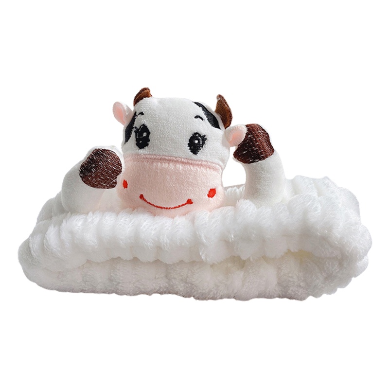Băng Đô Cài Tóc Rửa Mặt / Trang Điểm Vải Flannel Kiểu Hoạt Hình Bò Sữa Nhỏ Kiểu Nhật Bản Dễ Thương