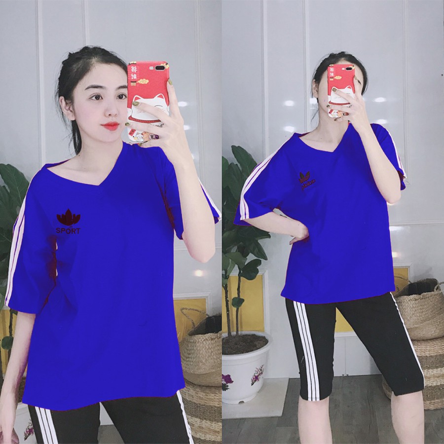 Đồ bộ ngố nữ lửng bigsize thể thao sét bộ nữ ngủ sang chảnh đẹp dễ thương trung niên thun cotton màu hè ESHOP AD01