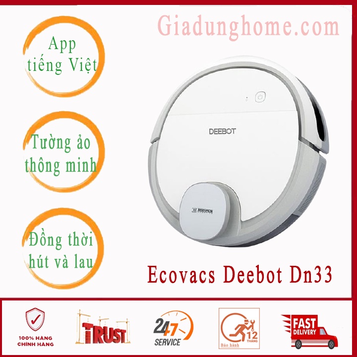 Robot Hút Bụi Thông Minh Ecovacs Deebot DN33 (Ozmo 900) Hàng Chính Hãng, Mới 100%, Chưa Qua Sử Dụng, Giá Rẻ .