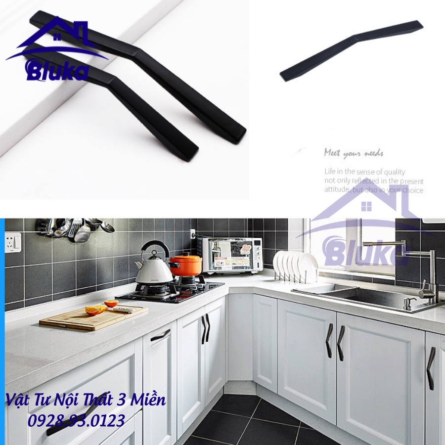 Tay Nắm Dài 1021, Núm Tròn Đen Cho Cửa Tủ Bếp, Tủ Áo, Ngăn Kéo