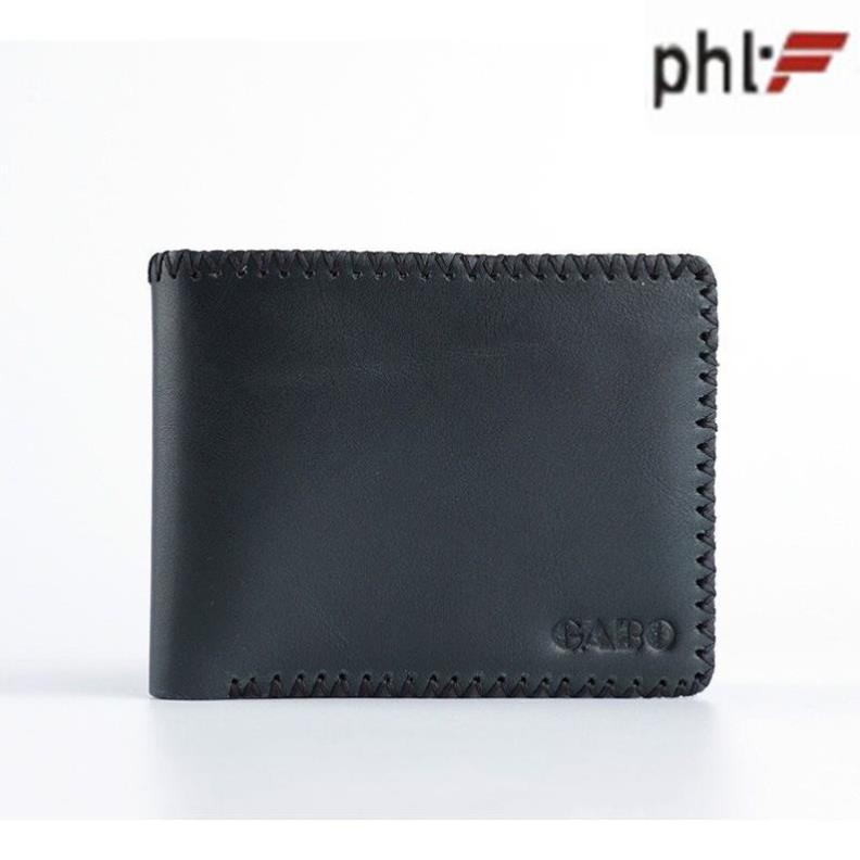 Ví nam da bò Pullup khâu viền kiểu ngang hiệu HCM VDB001XN Xanh Navy