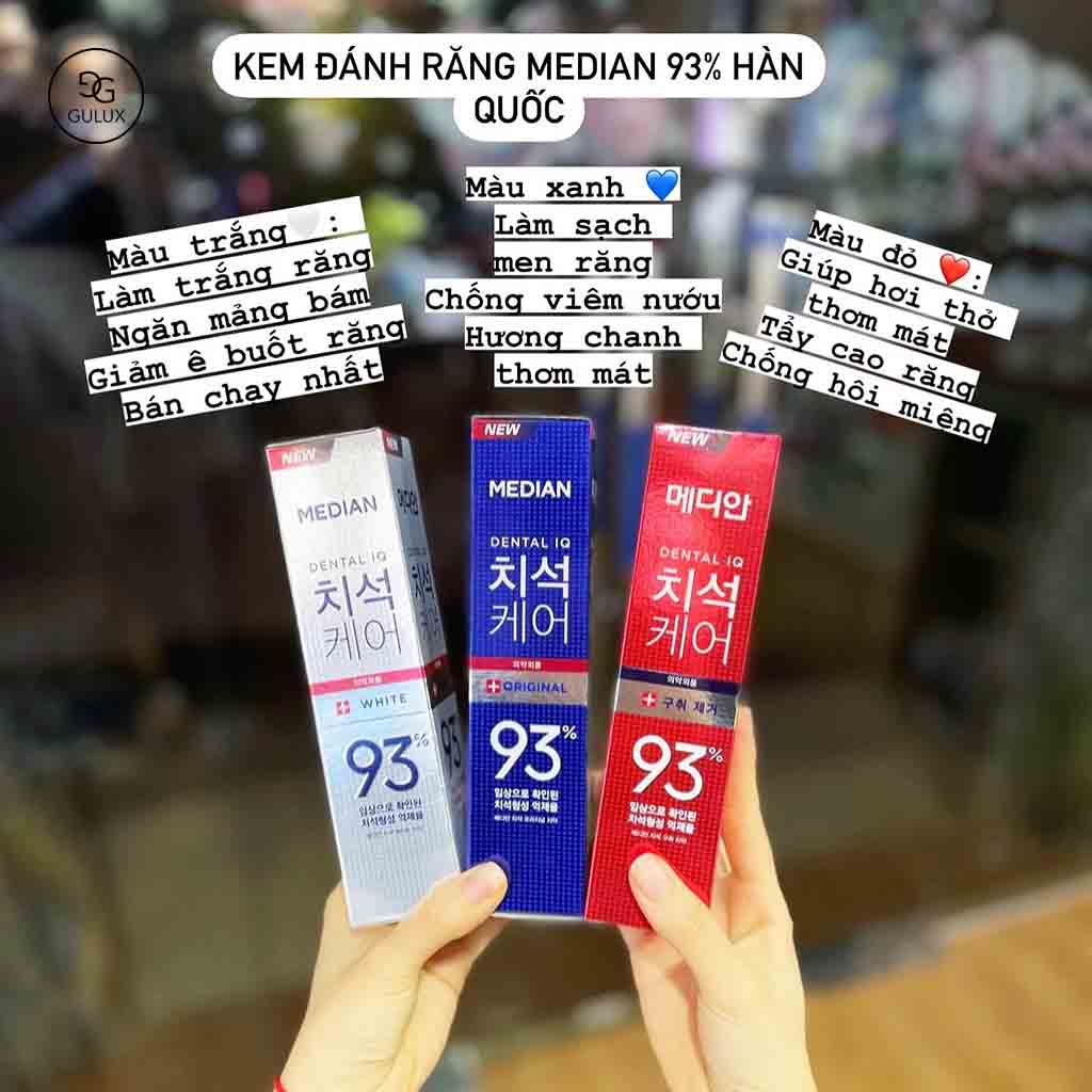 Kem đánh răng Median 93 Hàn Quốc, Kem đánh răng trắng răng, giảm ố, loại bỏ mùi hôi 120g