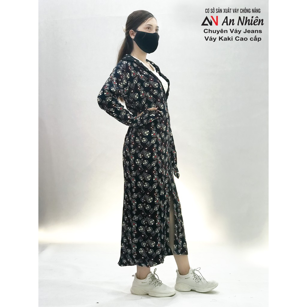 Váy chống nắng toàn thân 2 mặt form dáng đẹp xèo rộng dài phủ hết chân + khẩu trang [được chọn mẫu]