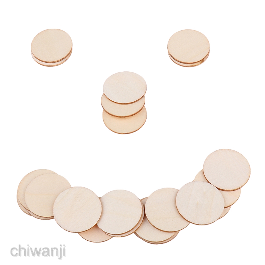 [CHIWANJI] Lot of 100pcs Wood Cutout Round Wooden Pieces DIY Craft Scrapbooking Party