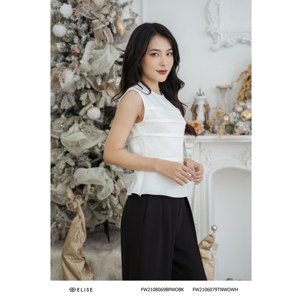 Áo sơ mi trắng sát nách bấu ly thiết kế Elise FW2106079TNWOWH
