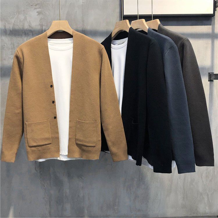 Bán Chạy!Áo Khoác Cardigan Dệt Kim Mỏng Dáng Ôm Phong Cách Hàn Quốc Thời Trang Thu Đông Cho Nam