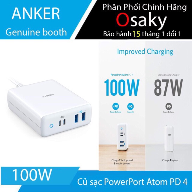 [Mã ELMS4 giảm 7% đơn 500K] Củ sạc Anker 100w PowerPort Atom PD4 Mã A2041