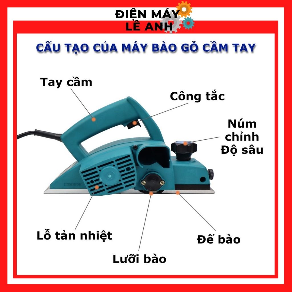 Máy bào gỗ cầm bằng tay Makita N1900B 600W 82mm mini tặng kèm phụ kiện giá rẻ