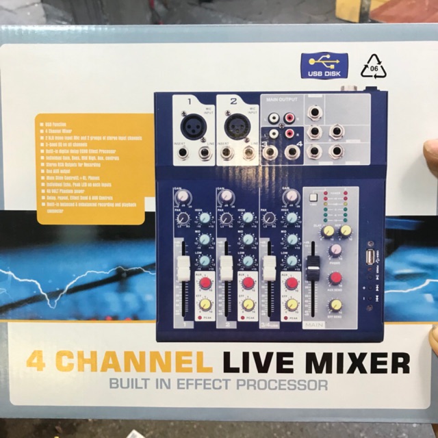 MIXER KAIKA F4-USB – MIXER THU ÂM, HÁT LIVE STREAM, KARAOKE GIÁ RẺ